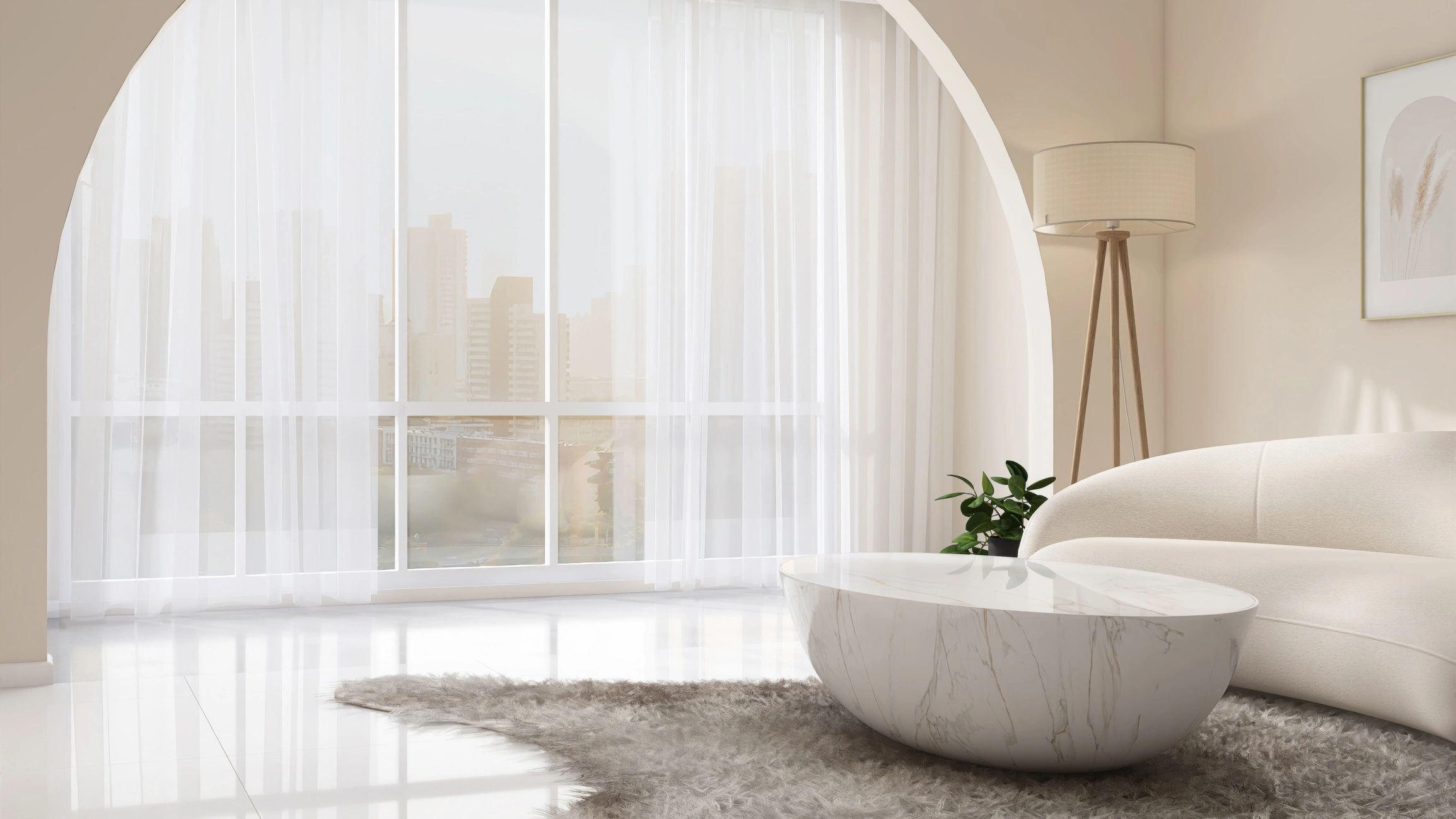 Elegant luxury interior with soft neutral palette