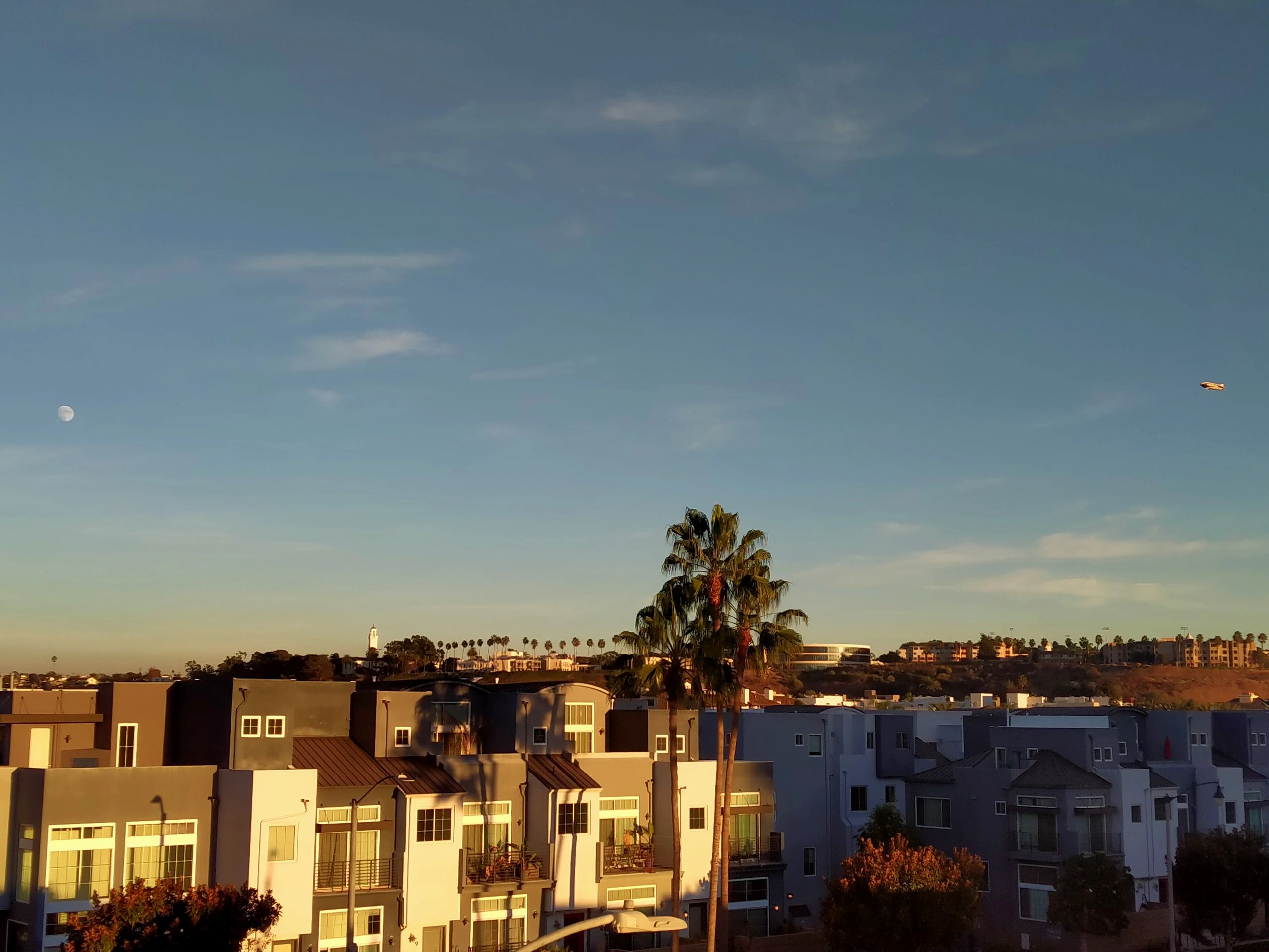 Upscale California neighborhood at dusk
