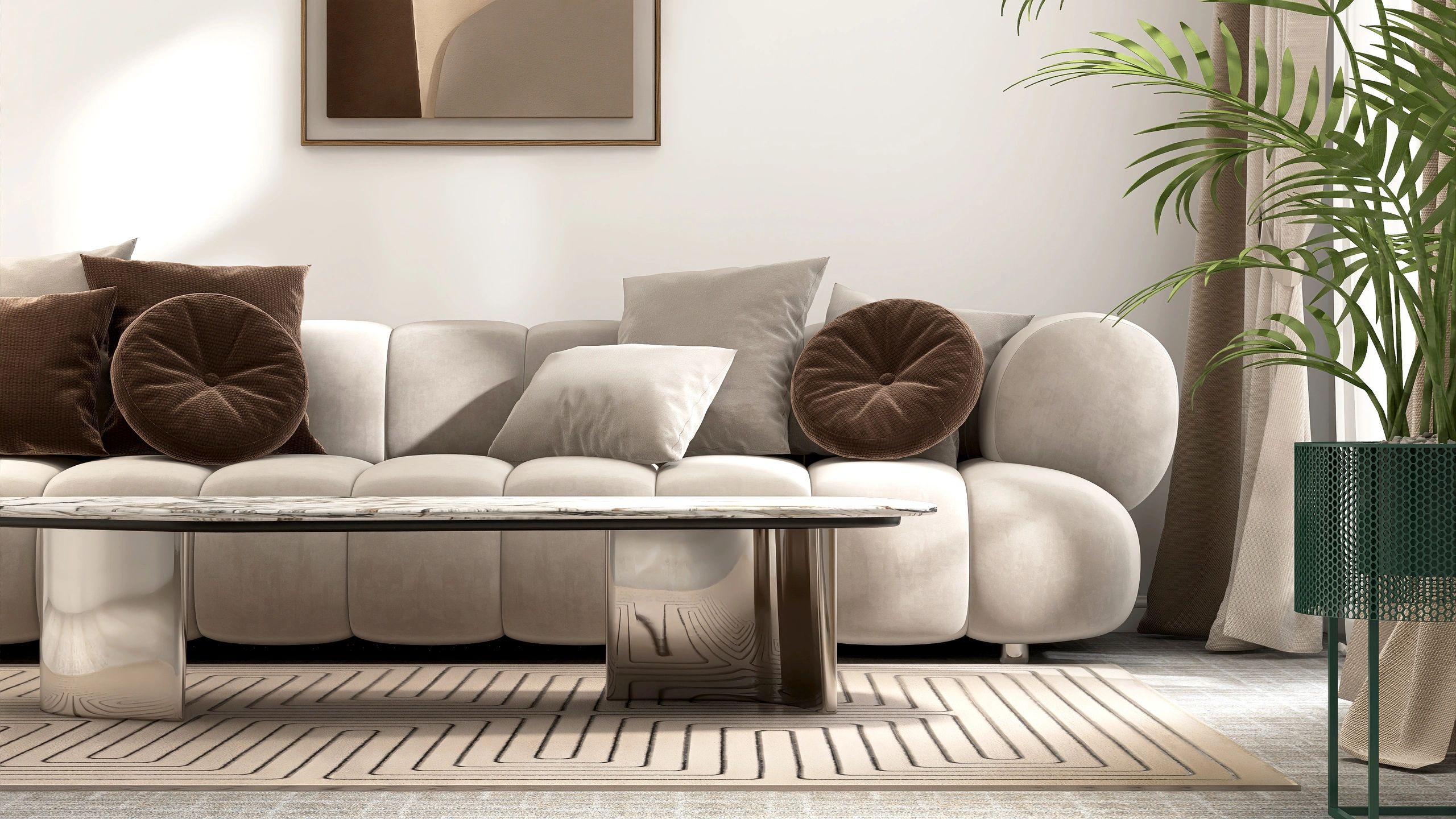 Sophisticated living room designed for multi-generational living
