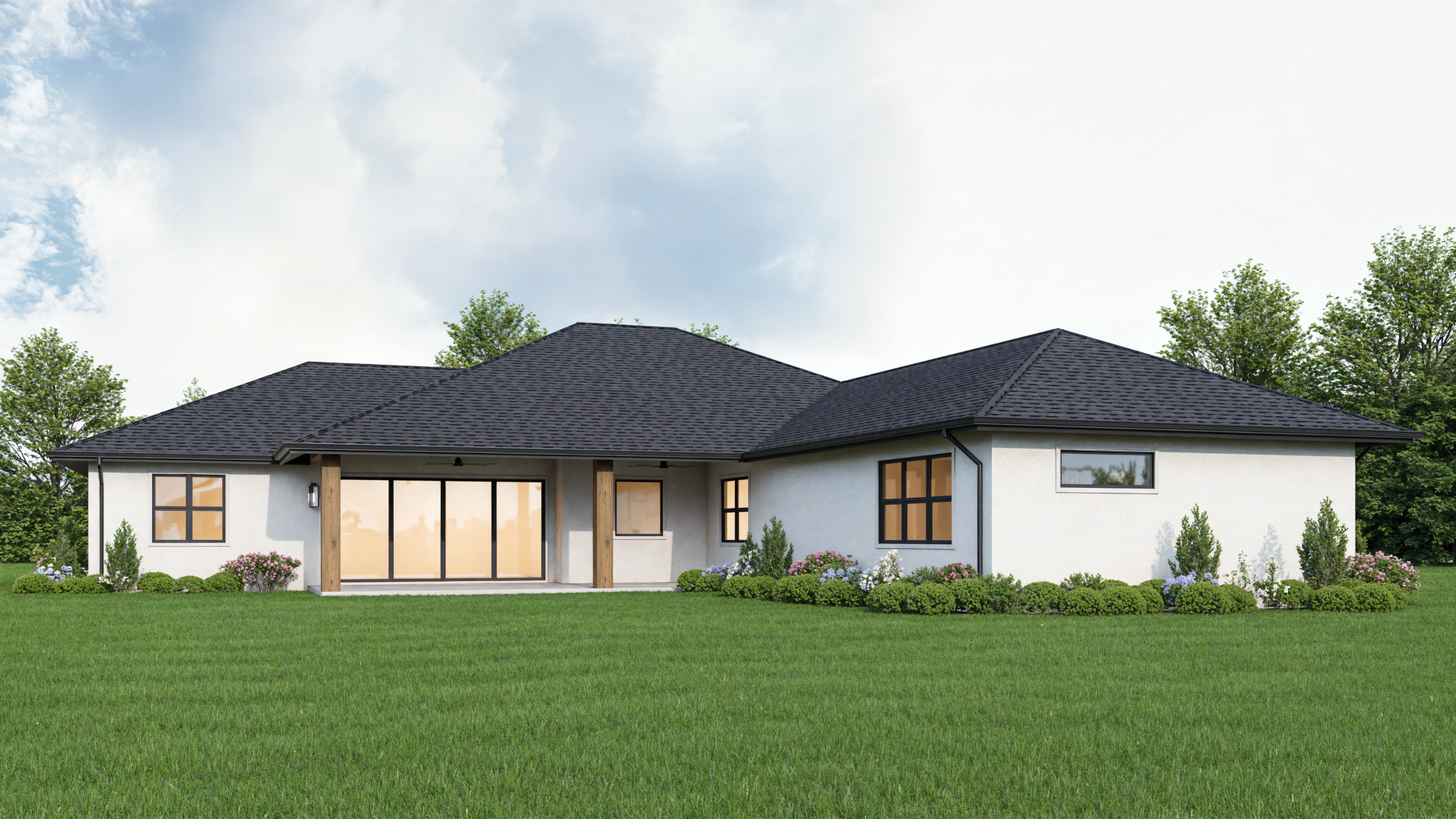 Plan One exterior detail rendering at Brady Estates