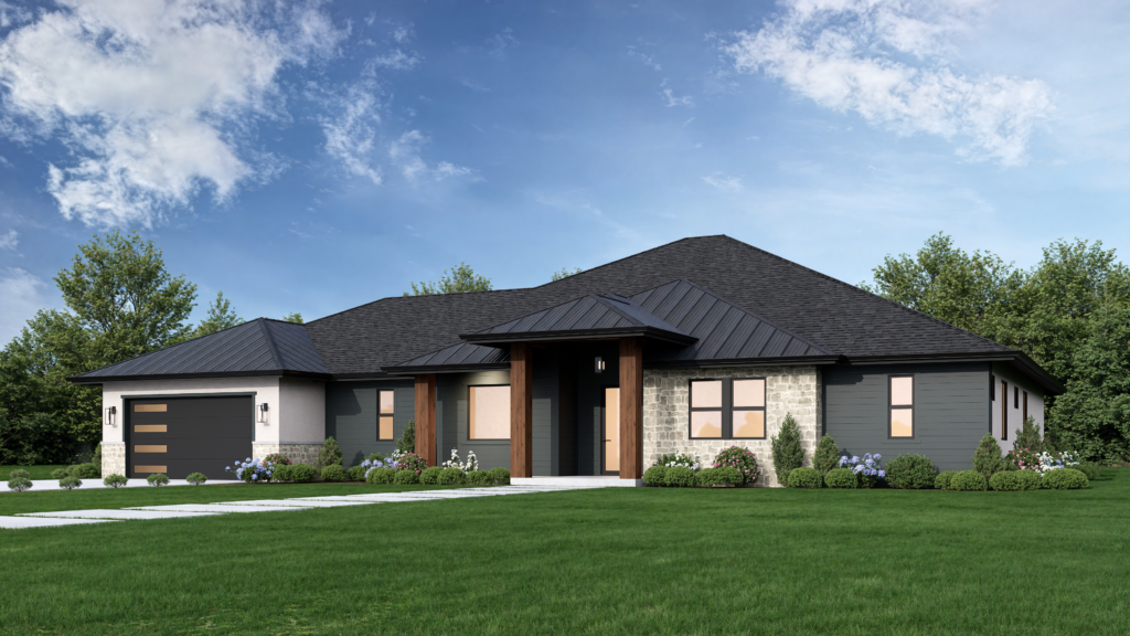 Plan Three exterior rendering at Brady Estates